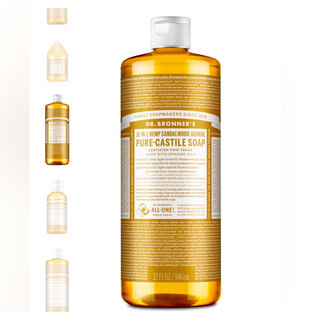 New Dr. Bronner’s Organic Pure Castile Soap 32 fl oz Sandalwood Jasmine